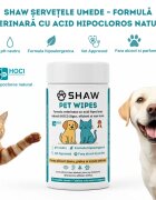 SHAW Pet Wipes cu acid hipocloros șervețele umede câini și pisici hipoalergenic flacon 72buc