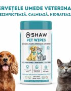 SHAW Pet Wipes cu Clorhexidina șervețele umede câini și pisici antibacteriene hidratant flacon 72buc
