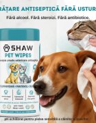 SHAW Pet Wipes cu Clorhexidina șervețele umede câini și pisici antibacteriene hidratant flacon 72buc