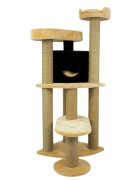 SHAW Roma ansamblu de joacă pisici 4 etaje 1 căsuța MDF și pluș elemente de zgâriat bej 60x60x134cm