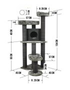 SHAW Roma ansamblu de joacă pisici 4 etaje 1 căsuța MDF și pluș elemente de zgâriat gri 60x60x134cm