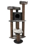 SHAW Roma ansamblu de joacă pisici 4 etaje 1 căsuța MDF și pluș elemente de zgâriat maro 60x60x134cm