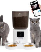 SHAW Smart hrănitor automat câini 2 boluri rotunde programabil aplicație mobilă PVC Smart hrănitor automat câini și pisici 2 boluri rotunde programabil aplicație mobilă PVC alb XS-S(7l)