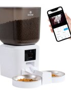 SHAW Smart hrănitor automat câini 2 boluri rotunde programabil aplicație mobilă PVC Smart hrănitor automat câini și pisici 2 boluri rotunde programabil aplicație mobilă PVC alb XS-S(7l)