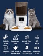 SHAW Smart hrănitor automat câini 2 boluri rotunde programabil aplicație mobilă PVC Smart hrănitor automat câini și pisici 2 boluri rotunde programabil aplicație mobilă PVC alb XS-S(7l)