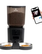 SHAW Smart hrănitor automat câini 2 boluri rotunde programabil aplicație mobilă PVC Smart hrănitor automat câini și pisici 2 boluri rotunde programabil aplicație mobilă PVC negru XS-S(7l)