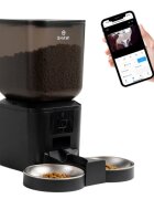 SHAW Smart hrănitor automat câini 2 boluri rotunde programabil aplicație mobilă PVC Smart hrănitor automat câini și pisici 2 boluri rotunde programabil aplicație mobilă PVC negru XS-S(7l)