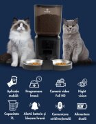 SHAW Smart hrănitor automat câini 2 boluri rotunde programabil aplicație mobilă PVC Smart hrănitor automat câini și pisici 2 boluri rotunde programabil aplicație mobilă PVC negru XS-S(7l)