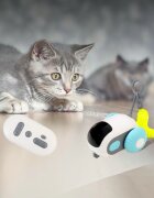SHAW Soricel cu telecomanda & incarcare USB jucărie interactivă pisici inteligente plastic alb 1buc