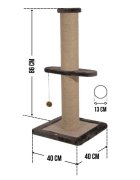 SHAW stâlp de zgâriat cilindric pisici 1 etaj MDF și sisal elemente atârnate gri 42x42x86cm