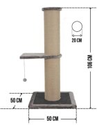 SHAW stâlp de zgâriat cilindric pisici 1 etaj MDF și sisal elemente de zgâriat elemente atârnate gri 50x50x106cm
