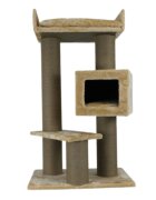 SHAW Toulouse ansamblu de joacă pisici 3 etaje 1 căsuța MDF și pluș elemente de zgâriat bej 70x70x120cm