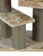 SHAW Toulouse ansamblu de joacă pisici 3 etaje 1 căsuța MDF și pluș elemente de zgâriat bej 70x70x120cm
