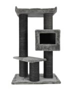 SHAW Toulouse ansamblu de joacă pisici 3 etaje 1 căsuța MDF și pluș elemente de zgâriat gri 70x70x120cm