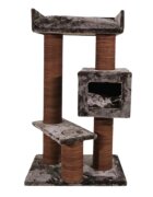 SHAW Toulouse ansamblu de joacă pisici 3 etaje 1 căsuța MDF și pluș elemente de zgâriat maro 70x70x120cm