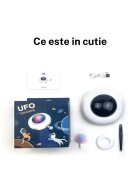 SHAW UFO electronic cu incarcare USB jucărie interactivă pisici inteligente luminos plastic alb 15.6x9.2cm 1buc