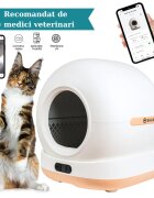 SHAW Ultra View litieră automată pisici auto-curățare sterilizare UV aplicație mobilă alb și bej 58.19x51.34x53 cm