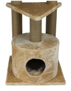 SHAW Warsaw ansamblu de joacă pisici 3 etaje 1 căsuța MDF și pluș elemente de zgâriat bej 65x80x130cm