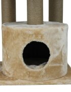 SHAW Warsaw ansamblu de joacă pisici 3 etaje 1 căsuța MDF și pluș elemente de zgâriat bej 65x80x130cm