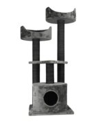 SHAW Warsaw ansamblu de joacă pisici 3 etaje 1 căsuța MDF și pluș elemente de zgâriat gri 65x80x130cm