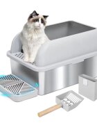 SHAW XL prag & lopatica incluse litieră pisici cu ramă auto-curățare aplicație mobilă gri 60.8x40.8x29.3 cm