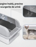 SHAW XL prag & lopatica incluse litieră pisici cu ramă auto-curățare aplicație mobilă gri 60.8x40.8x29.3 cm