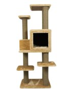 SHAW Zurih ansamblu de joacă pisici 7 etaje 1 căsuța MDF și pluș elemente de zgâriat bej 55x80x150cm