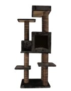 SHAW Zurih ansamblu de joacă pisici 7 etaje 1 căsuța MDF și pluș elemente de zgâriat elemente atârnate maro 55x80x150cm