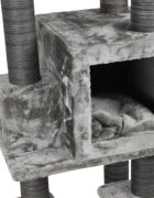 SHAW Zurih ansamblu de joacă pisici 7 etaje 1 căsuța MDF și pluș elemente de zgâriat gri 55x80x150cm