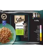 SHEBA Delicatese Selectii Mixte Carne și Pește plic hrană umedă pisici (în aspic) multipack 85g x 4buc