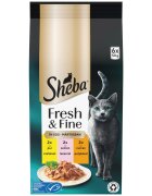 SHEBA Fresh & Fine Selectie mixt cu Pui Somon și Curcan plic hrană umedă pisici (în sos) multipack 50g x 6buc