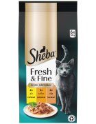 SHEBA Fresh & Fine Selectie Mixta cu Pui Curcan și Rață plic hrană umedă pisici (în sos) multipack 50g x 6buc