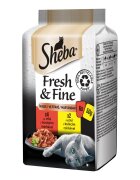 SHEBA Fresh & Fine Selectii Mixte Vită și Pui plic hrană umedă pisici (în sos) multipack 50g x 6buc