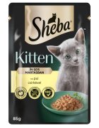 SHEBA Kitten Pui plic hrană umedă pisici junior (în sos) 85g
