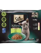 SHEBA Kitten Selectie Mixta Somon și Pui plic hrană umedă pisici junior (în sos) multipack 85g