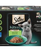 SHEBA Kitten Selectie Mixta Somon și Pui plic hrană umedă pisici junior (în sos) multipack 85g x 12buc