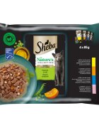 SHEBA Nature's Collection Selectie Mixta Carne și Pește plic hrană umedă fără cereale pisici (în sos) multipack 85g x 4buc