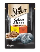SHEBA Select Slices Pui și Vită plic hrană umedă pisici (în sos) bax 85g x 28buc