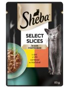 SHEBA Select Slices Pui și Vită plic hrană umedă pisici (în sos) bax 85g x 28buc