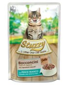 Stuzzy Chunks Pește alb plic hrană umedă pisici (în sos) 85g