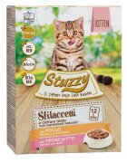 Stuzzy Shreds Pack Kitten Pui și Șuncă plic hrană umedă pisici junior (în sos) multipack 85g x 12buc