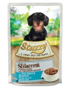 Stuzzy Shreds XS-XL Pește alb plic hrană umedă câini (în suc propriu) 100g