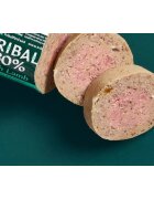 TRIBAL 80% Gourmet Sausage XS-XL Pui salam hrană umedă monoproteică fără cereale câini junior & adult (pate) 750g
