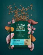 TRIBAL Fresh Pressed Puppy XS-XL Curcan hrană uscată fără cereale câini junior presată la rece 5kg