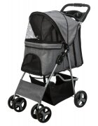 Trixie Bugggy stroller câini și pisici XS-M(max. 15kg) poliester deschidere frontală cu rotile cu buzunare verde și gri 47 x 100 x 80 cm