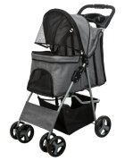 Trixie Bugggy stroller câini și pisici XS-M(max. 15kg) poliester deschidere frontală cu rotile cu buzunare verde și gri 47 x 100 x 80 cm