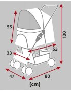 Trixie Bugggy stroller câini și pisici XS-M(max. 15kg) poliester deschidere frontală cu rotile cu buzunare verde și gri 47 x 100 x 80 cm