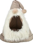 Trixie Christmas Cave Dwarf căsuța pisici pluș antiderapant pernă reversibilă alb și bej ⌀45x47cm