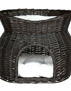 Trixie Coș cu 2 Pernițe coș asimetric câini și pisici XS-S răchită 54 x 43 x 37 cm Căsuță cu 2 Pernițe pisici răchită negru 54 x 43 x 37 cm
