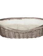 Trixie coș rotund câini și pisici răchită gri Culcuș din Nuiele Căptușit cu Blăniță coș rotund câini S-M răchită gri ⌀ 70 cm